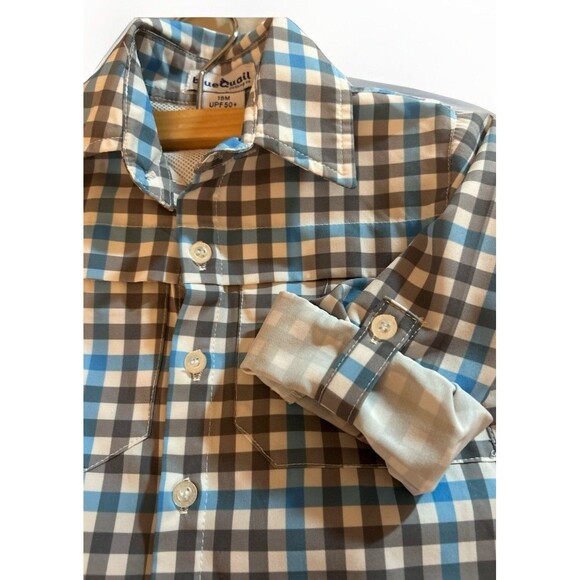 BLUE QUAIL 18 M Blue Gray Plaid Ranch Fishing Hunting Performance Shirt UPF50 - Picture 4 of 8